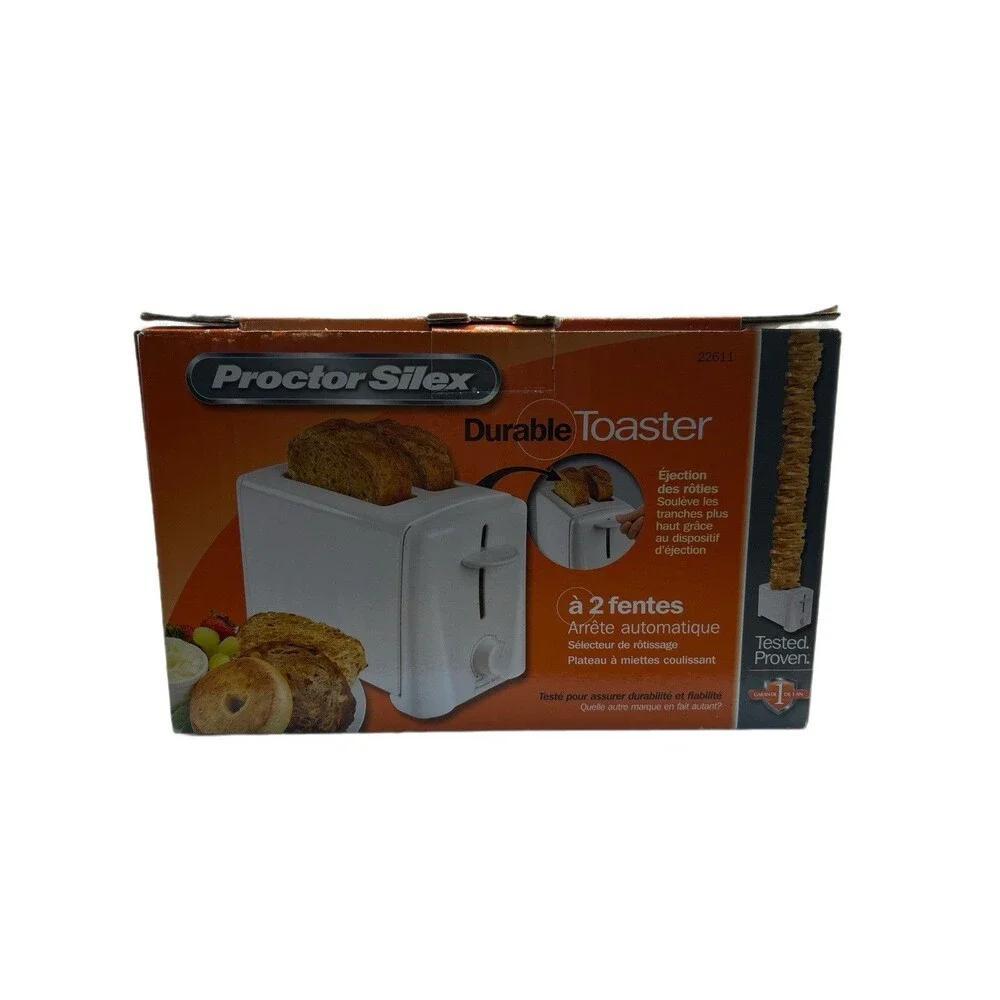 Proctor Silex  Toaster 2 Large Slice White Auto Shutoff New In Box